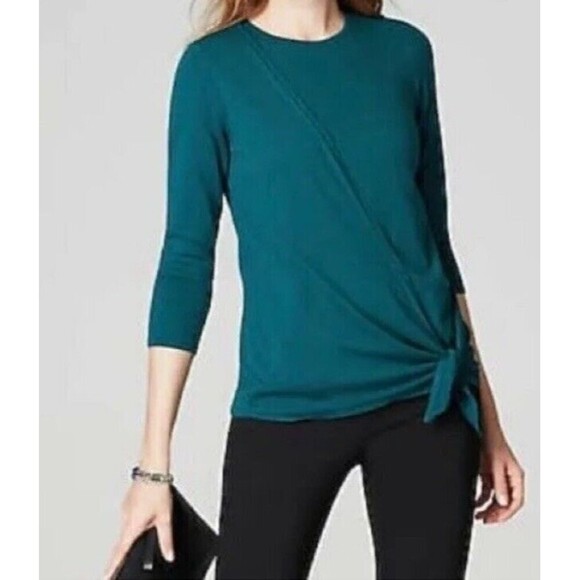 J Jill Women's 4X Cross-over Tie Front Persian Blue Teal Cotton Blend Sweater - Picture 1 of 16